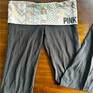 PINK black flared leggings, vintage, yoga, long